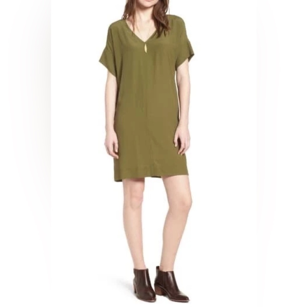 Madewell Novel Shift Dress in olive green